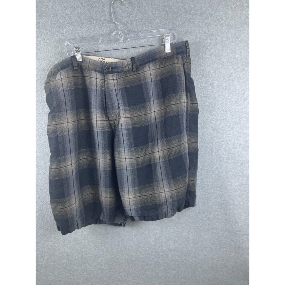 Tommy Bahama Paradise Nation Shorts Men's 38 Plaid Linen Beach Hawaiian